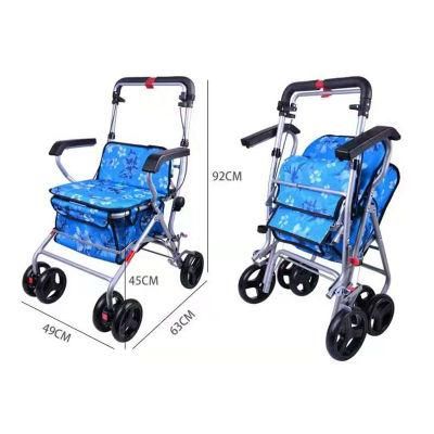 Disabled People Collapsible Coating Steel Shopping Trolley Cart Walker Rollator for The Elder