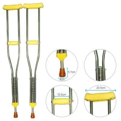 Adjustable Stainless Steel /Aluminum Alloy Materials Walking Crutch for Patient