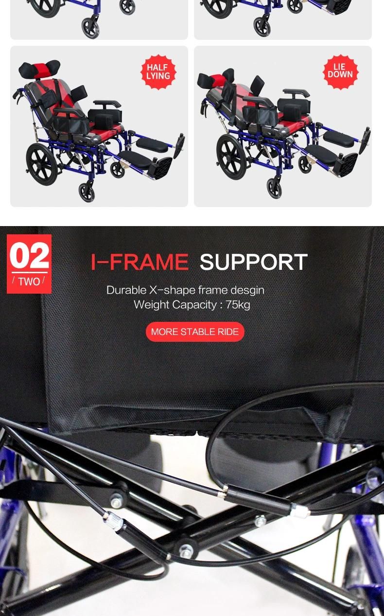 Hanqi Hq958L High-Quality Cerebral Palsy Manual Foldable Medical Wheelchair