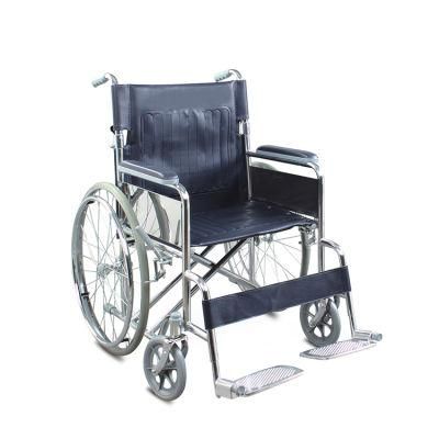 Topmedi Basic Folding Manual Wheelchair with Chromed Steel Frame