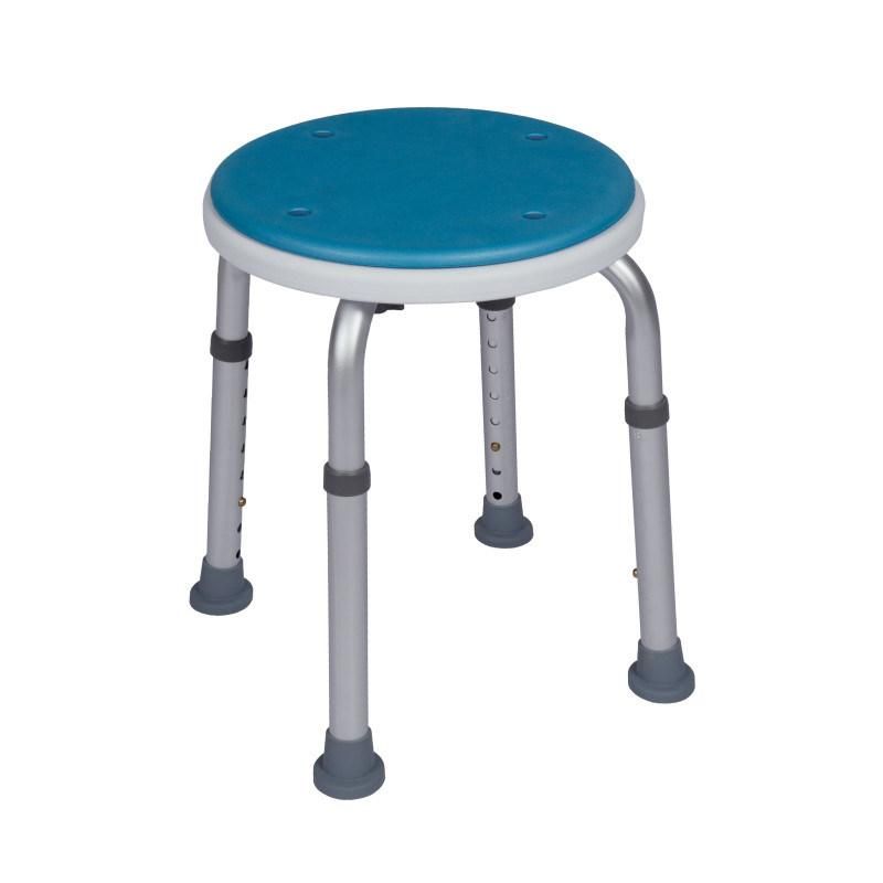 Tool Free Height Adjusable Standard Aluminum Anodized Bath Shower Stool with EVA Padded Seat
