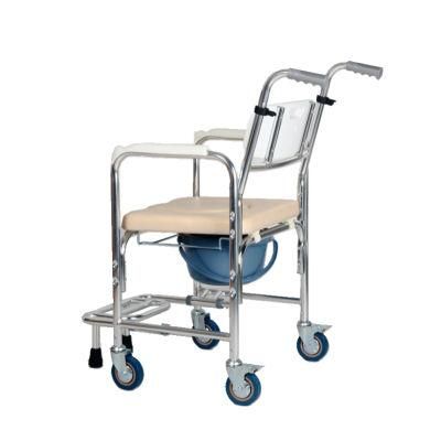 Folding Aluminum Transfer Wheelchair Shower Commode Chair with Wheels