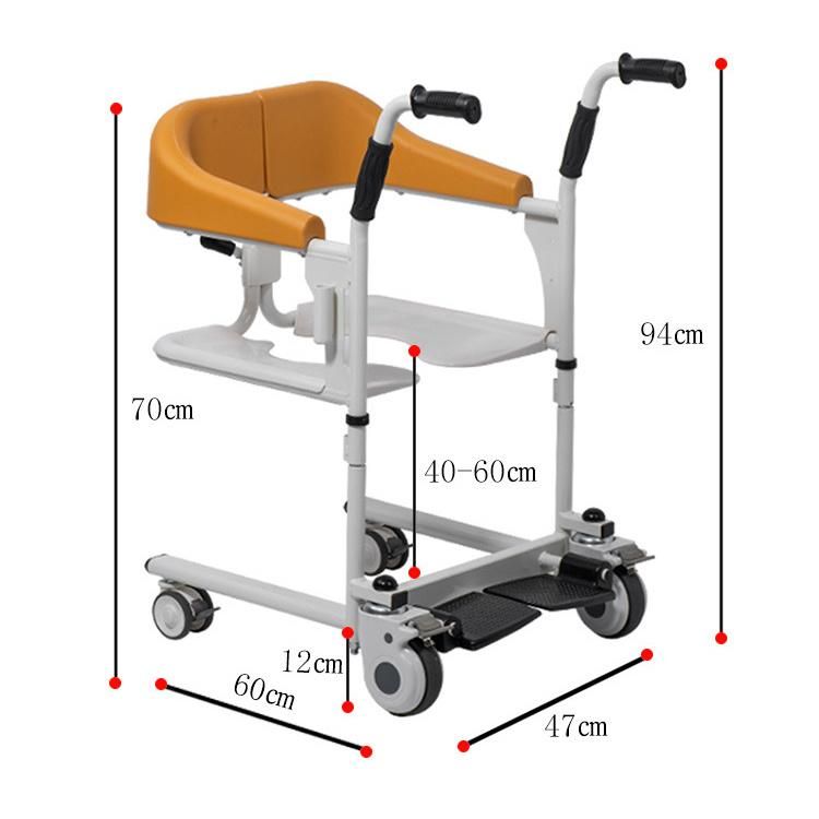 Manual Transfer Commode Wheelchair with Adjustable Back for Disabled People