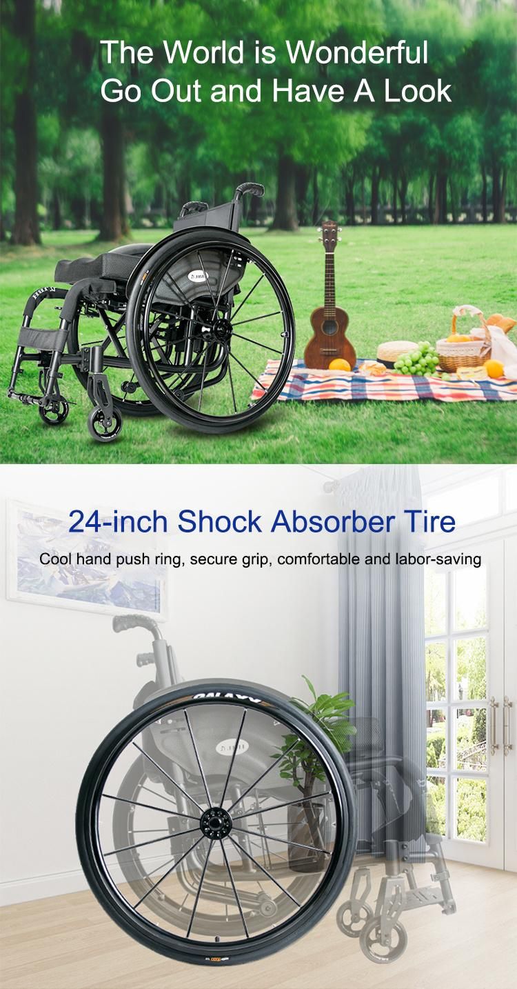 Cheap Price Manual Folding Sports Wheelchair with 24" Rear Wheel