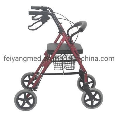 Hospital 4 Wheels Aluminum Walker Rollator with Seat