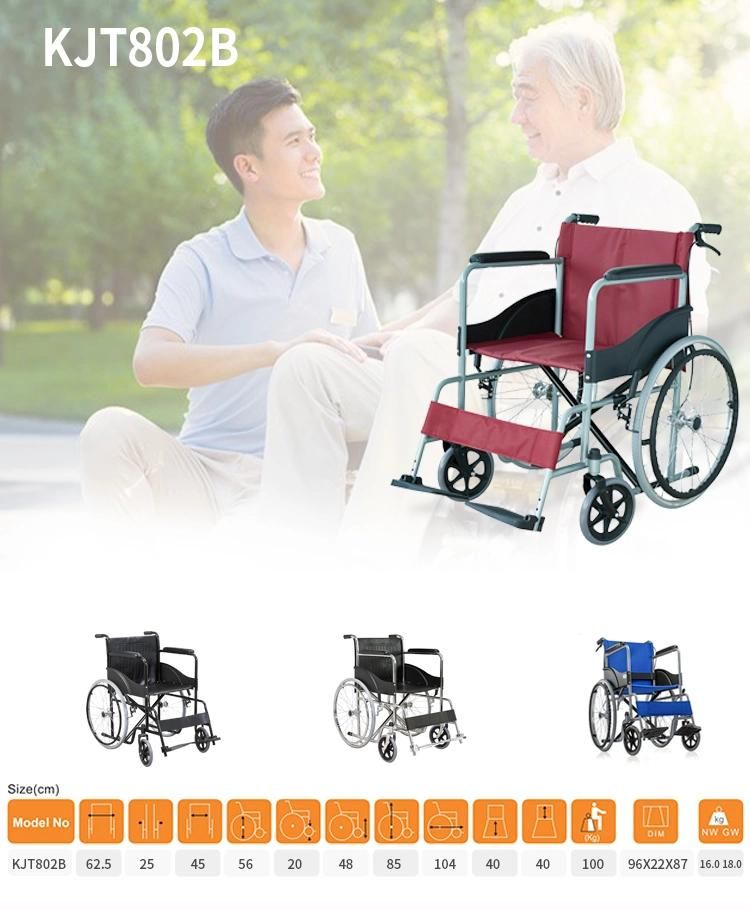 Base Economy Fix Armrest and Footrest Wheelchair 46inch Seat Width 22inch Rear Wheel Standard 809 Wheel Chair Hot Selling Wheel Chair with 100kgs