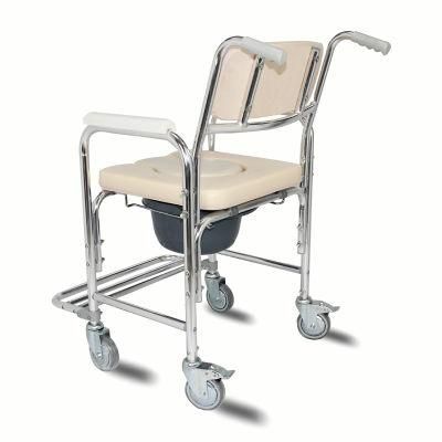 Folding Elderly Commode Toilet Wheel Chair with Wheels