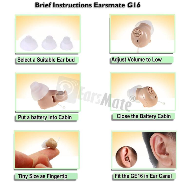 Earsmate Mini in Ear Cic Analog Hearing Aid Pocket Digital Sound Aids Voice Amplifier Monitor System Hearing Assist OTC Hearing Products in Zinc Air Battery
