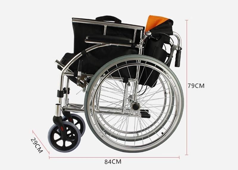 Aluminium Alloy Manual Wheelchair Elderly Wheelchair with Handbrake High Quality Folding Wheelchair with Large Wheels