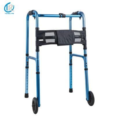 Rollator Walker Adult Single Button Alunminum Walker Frame with 5&quot; Wheels and Bag