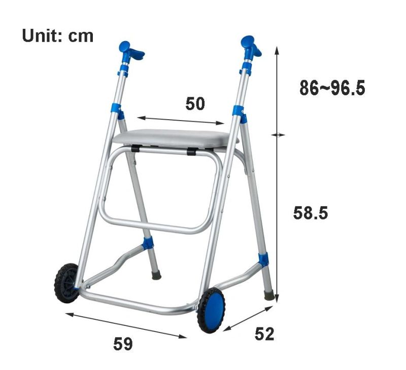 Folding Aluminium Frame Rollator Walker, Linghtweight Medical Walker with 2 Wheels and Paade Seat