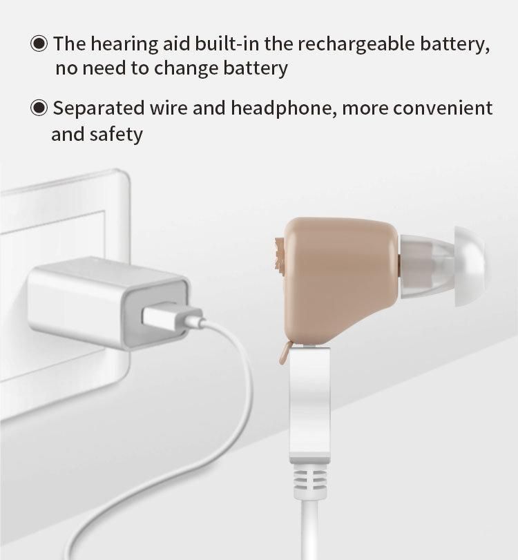 Digital Hearing Aid Rechargeable Sound Amplifier Ite for Elderly