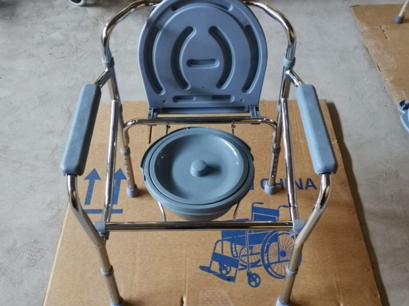 Health Care Supplies Folding Aluminum Commode Toilette Inodoro with Wheels