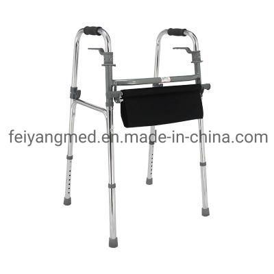 Aluminum Two-Button Folding Disabled Walker with Seat