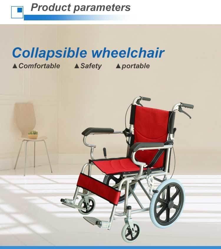 Red Aluminum Alloy Adjustable Foldable Manual Wheelchair