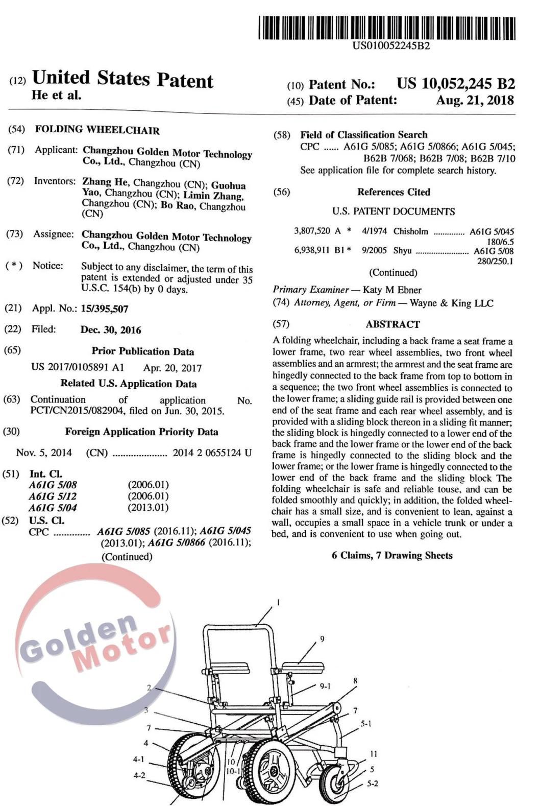 Golden Motor Best Quality Electric Wheelchair, Foldable and Lightweight