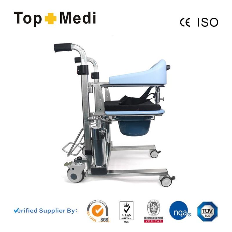 Lift up Stainless Steel Transfer Wheelchair with Commode