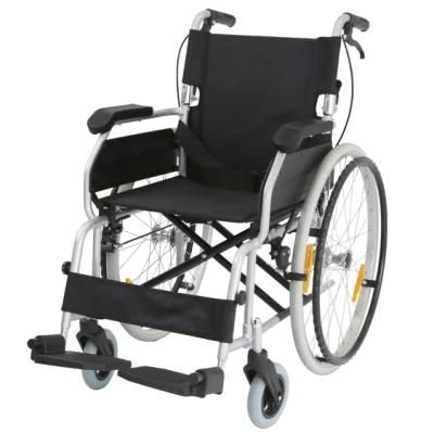 Manual Wheelchair Aluminum Alloy Folding Wheelchair with Handle