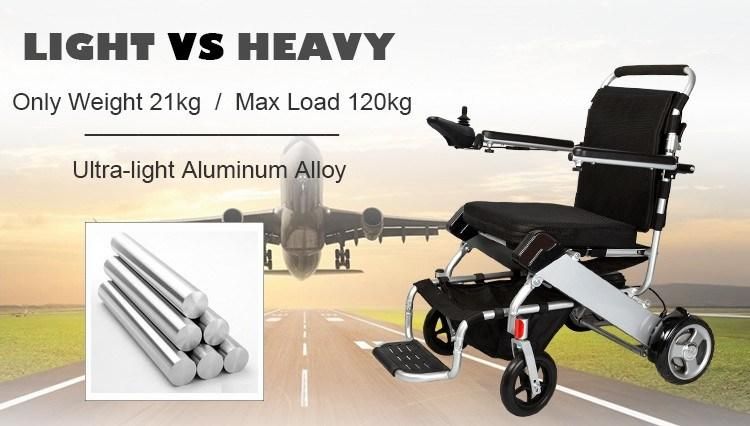 Fashionable Rehabilitation Equipment Aluminum Alloy Portable Foldable Electric Power Wheelchair China Factory Wholesale