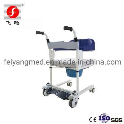 Multifunctional Foldable Patient Transfer Wheelchair Commode with Toilet Seat