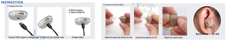 Earsmate in Ear Rechargeable Hearing Aid Price Wholesale Hearing Amplifier for Adults and Seniors Deaf G12X