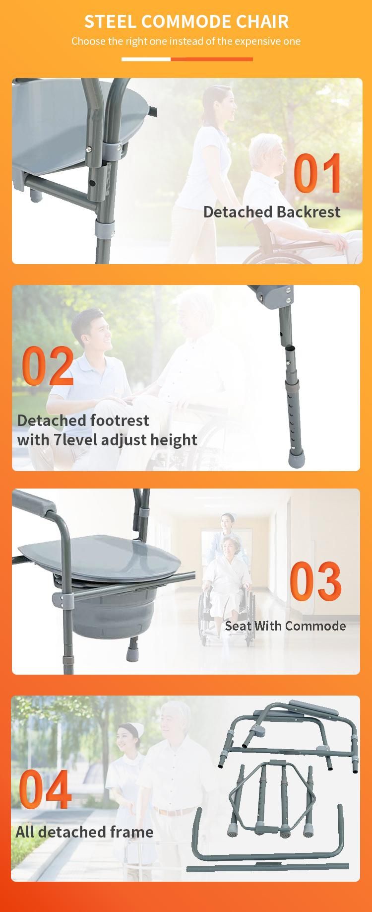 Easy Carrying Foldable Toilet Commode Chair for Elderly