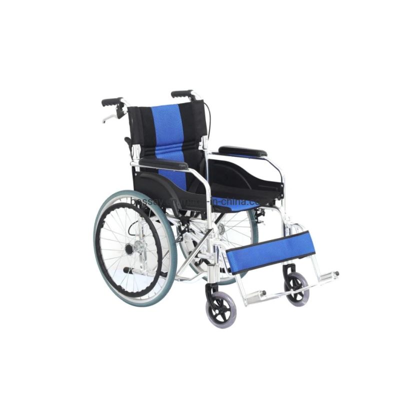 Folding Steel Manual Wheelchair with Powder Coated Frame