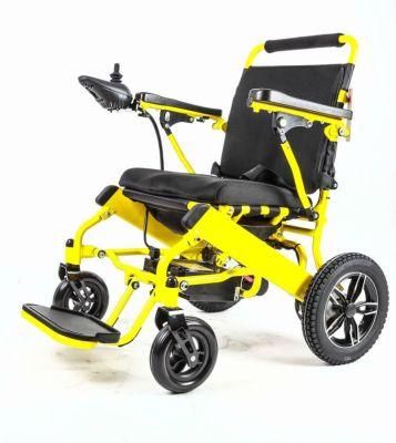 Yellow Lightweight Electric Wheelchair with 250W Domestic Brush Motor