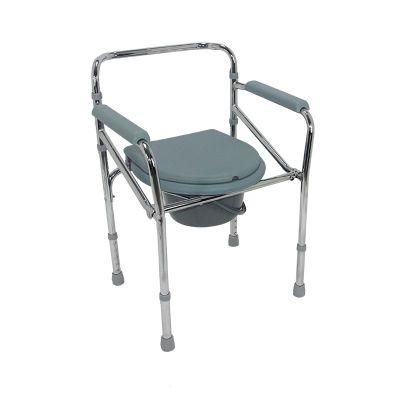 Adjustable Height Aluminum Commode Chair with Toilet