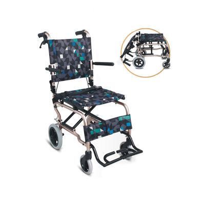 Disabled Elderly Travel Aluminum Manual Lightweight Transfer Transit Foldable Wheelchair