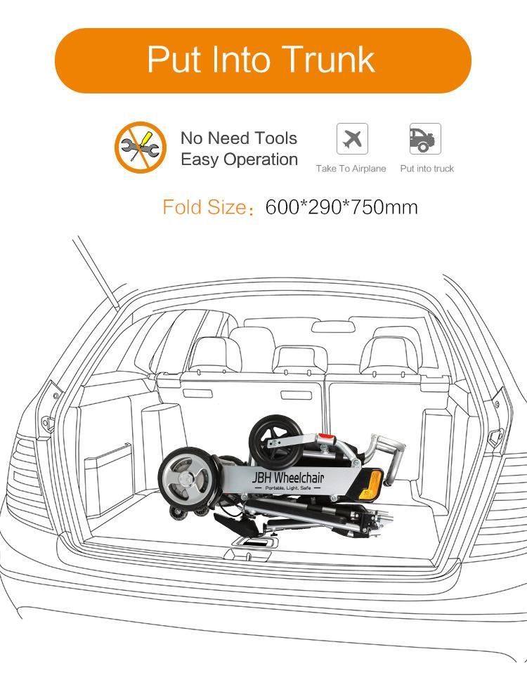 Handicapped All Terrian Electric Lightweight Folding Power Wheelchair with Lithium Battery