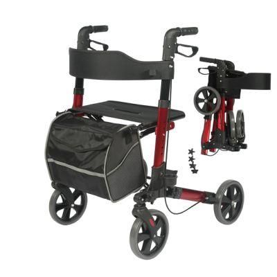 Adults Walker Double Folding Aluminium Rollator, Upright Walker for Adults