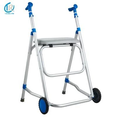 Folding Aluminium Frame Rollator Walker, Linghtweight Medical Walker with 2 Wheels and Paade Seat