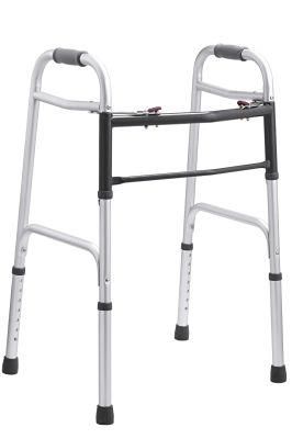Height Adjustable Two Button Folding Mobility Aluminum Walker Rollator with Wheels Walking Frame Aids for Handicapped