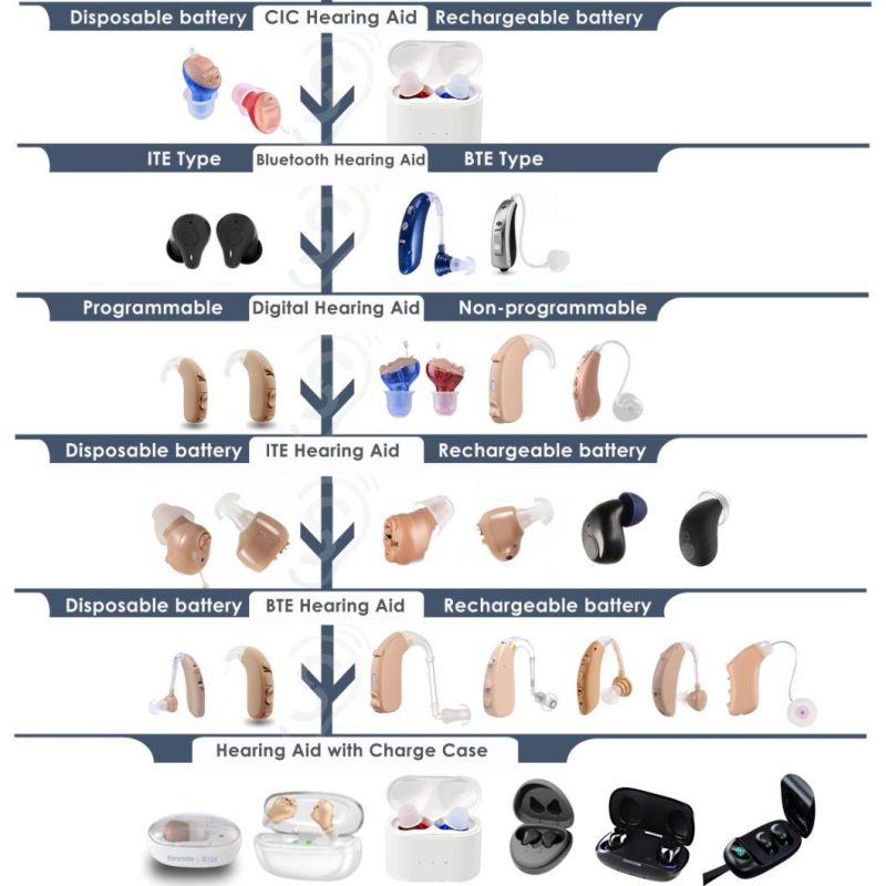 in Ear Rechargeable Hearing Aid Invisible Earphone Sound Amplifier Domes and USB Charger Portable Case Analog G17
