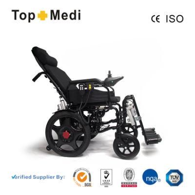 Manual Reclining Backrest 80 Degrees Folding Power Electric Wheelchair for Handicapped