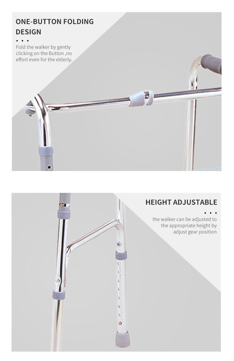 Adjustable Aluminum Walker of Factory Price Orthopedic for Adults Folding Lightweight =Walker