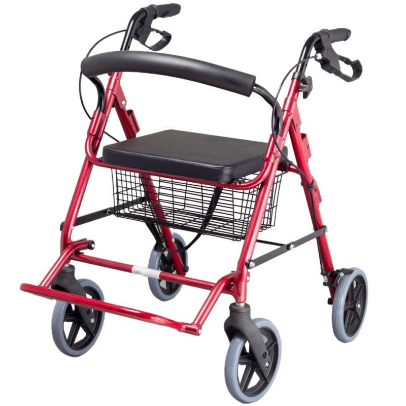 Lightweight Aluminium Rollator Walker with Folding Footrest