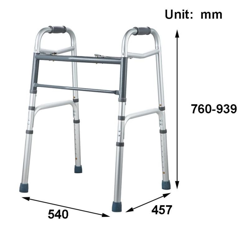 Rollator Walker Dual Button Kd Folding Alumlinum Walker with 2 Wheels