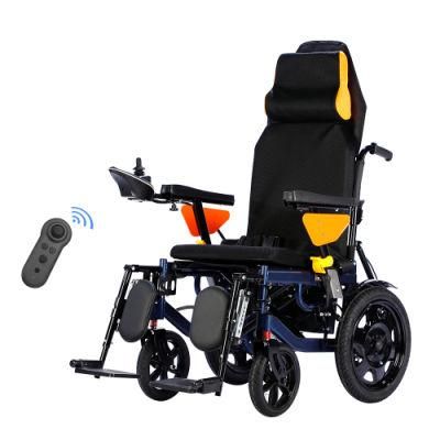 Rehabilitation Equipment Supplier Max Load Aluminum Framefolding Portable Can Lie Down Electric Wheelchair