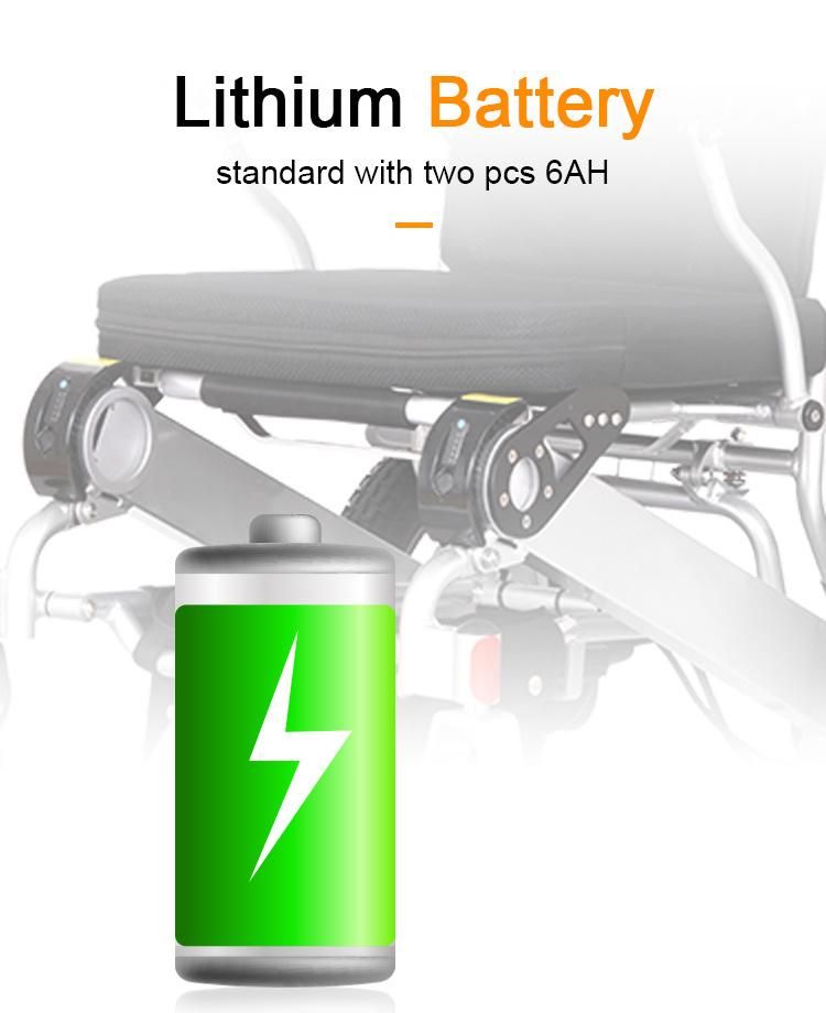 FDA Disabled Aluminum Lightweight Foldable Power Electric Lithium Battery Wheelchair