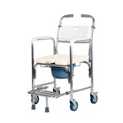 Disabled Aluminum Bath Silla Comoda Commode Wheelchair Chair with Wheels