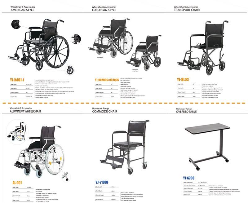 Hospital Folding Manual Wheelchair Lightweight with Toilet