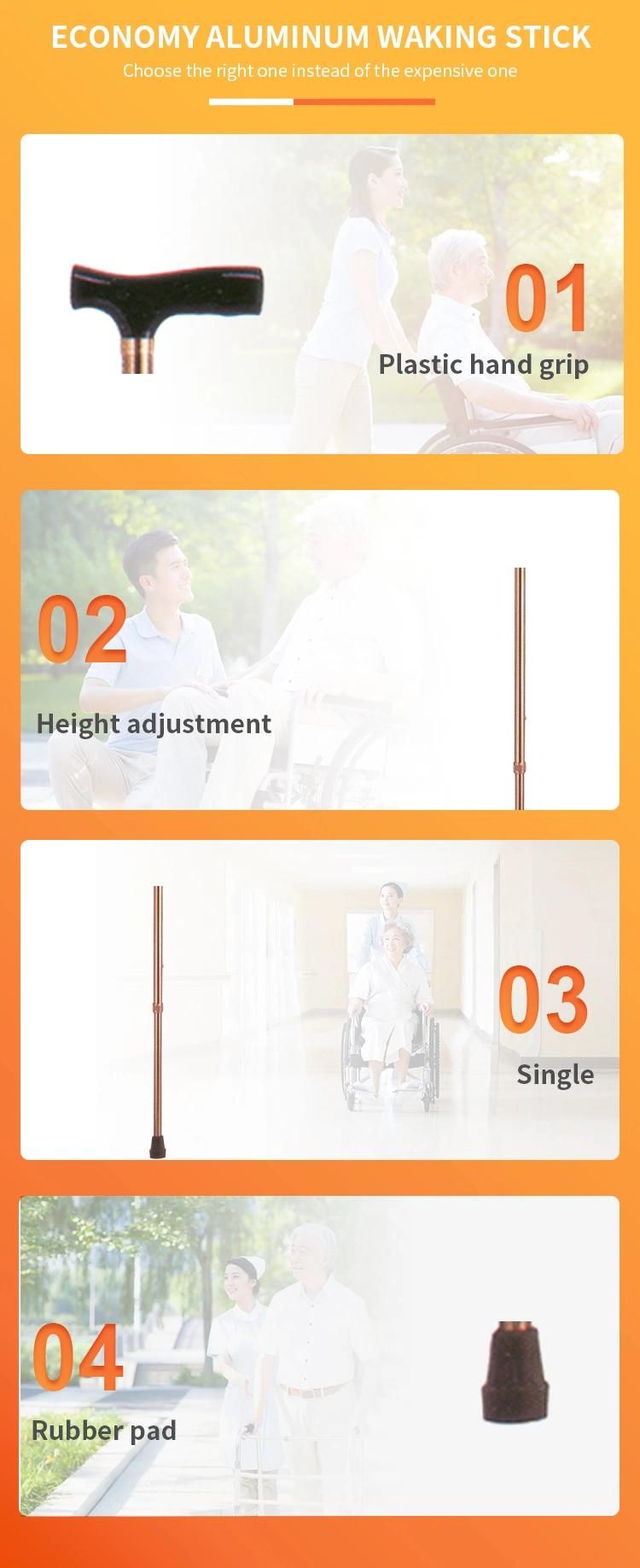 Non-Slip Hand Grip and Non-Slip Foot Pad Aluminum Lightweight Easy Carry portable Adjustable Height Walking Stick Net Weight 0.5kgs Weight Capacity 100kgs