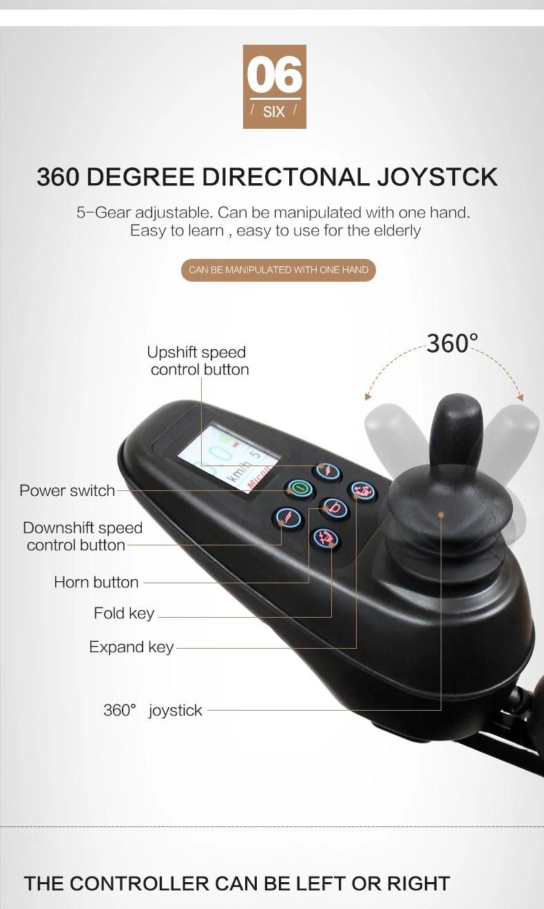 Hq123L High-Quality Electric Wheelchair with Electromechanical Folding for Disable Ues
