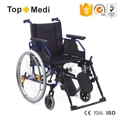 Aluminum Alloy Frame Foldable Safety Manual Wheelchair with Lifting Legrest Function for Patient