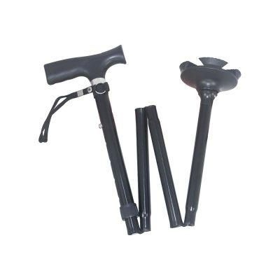 Aluminum Foldable Four Leg Walking Stick Crutch for Elderly Walking Outdoor Quad Cane