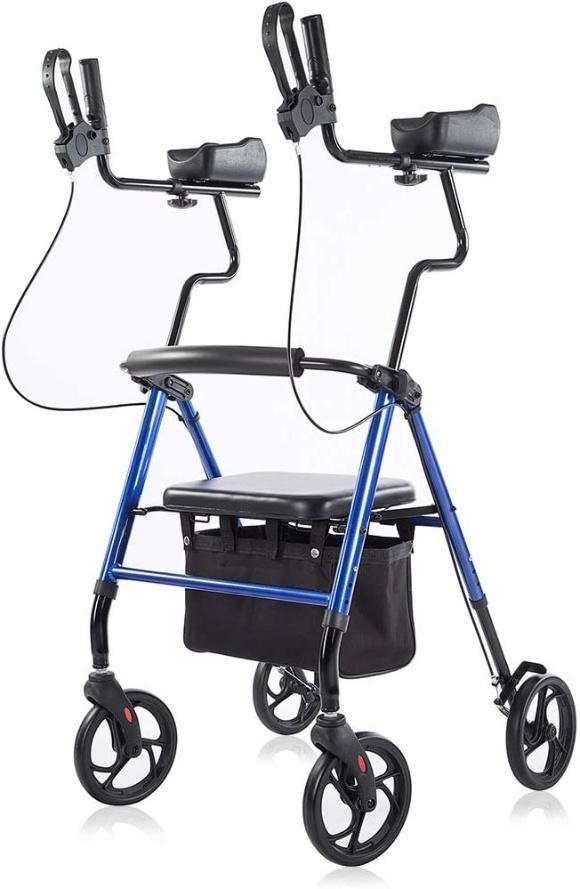 Rollator Walker Vertical Forearm Walker, Standing Disabled Scooter, Padded Seat and Backrest