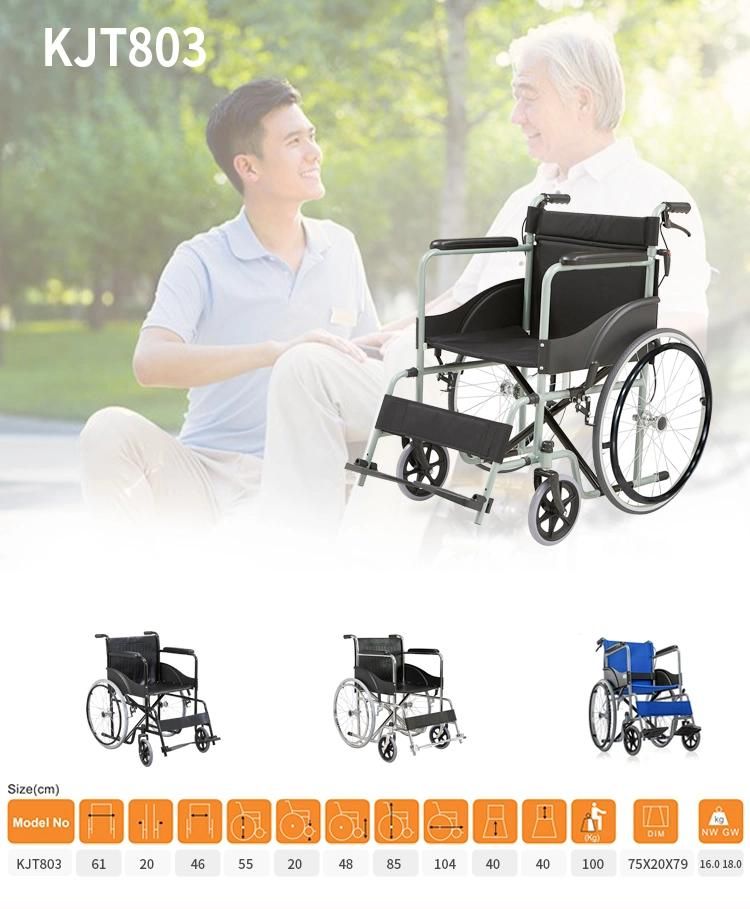 Hot Sales Kjt803 Detachable Footrest Foldable Backrest Steel Commode Wheelchair