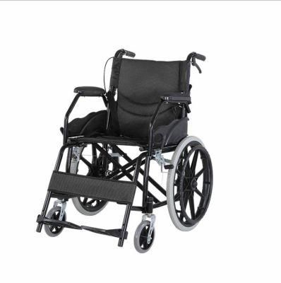 with CE Approved Folding Basic Manual Steel Wheelchair for Patient Home Care Old Man Mobility Wheel Chair